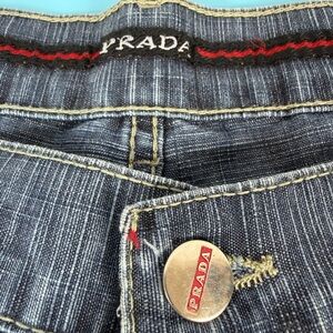 Prada Dark Blue Denim with Red Stitching